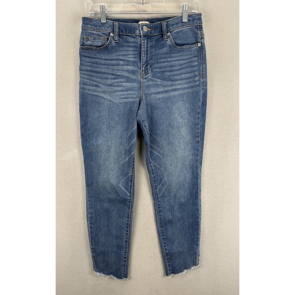 Cremieux Jeans Women's Sz 10 High-Rise Stretchy Raw Hems Blue Denim